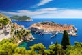 Dubrovnik old town and Adriatic sea, Croatia. A panoramic view of the walled city, Dubrovnik Croatia, AI Generated Royalty Free Stock Photo