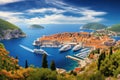 Dubrovnik old town in Croatia. Adriatic sea and blue sky, Historic town of Dubrovnik panoramic view, AI Generated