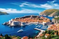 Dubrovnik old town in Croatia, Europe. Panoramic view, Dubrovnik landscape. Aerial view at famous european travel destination in