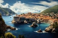 Dubrovnik old town in Croatia. Panoramic view, General view of Dubrovnik - Fortresses Lovrijenac and Bokar seen, AI Generated