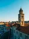 Dubrovnik Old Town, Croatia. Tiled roofs of houses. Church in th Royalty Free Stock Photo