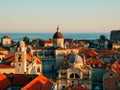 Dubrovnik Old Town, Croatia. Tiled roofs of houses. Church in th Royalty Free Stock Photo