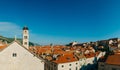 Dubrovnik Old Town, Croatia. Tiled roofs of houses. Church in th Royalty Free Stock Photo