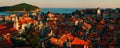 Dubrovnik Old Town, Croatia. Tiled roofs of houses. Church in th Royalty Free Stock Photo