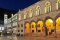 Dubrovnik Old Town, the Franciscan Monastery and Sponza Palace at night in Dubrovnik, Croatia Royalty Free Stock Photo