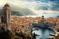 Dubrovnik old town panoramic view, Dalmatia, Croatia, Historic town of Dubrovnik panoramic view, AI Generated