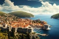 Dubrovnik old town panoramic view, Dalmatia, Croatia, A panoramic view of the walled city, Dubrovnik Croatia, AI Generated