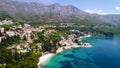 Dubrovnik region waterfront in Mlini and Srebreno aerial view, coastline of Dalmatia, Croatia