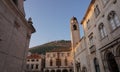 Dubrovnik\'s famous ancient belltower with Sponza\'s Palace