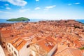 Dubrovnik from the wall and Lokrum island Royalty Free Stock Photo