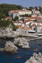 Dubrovnik West Harbour at picturesque small bay with a stone pier by the Adriatic Sea, Dubrovnik, Croatia Royalty Free Stock Photo