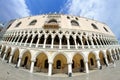 Ducal Palace in Venetian-style architecture in Venice by fisheye lens Royalty Free Stock Photo