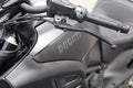 Ducati Diavel: Close-up on motorcycle fuel tank inscription