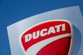 Ducati logo on blue panel Royalty Free Stock Photo