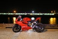 Ducati 899 Panigale Night Shot By The Harbor Wide Shot