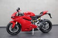 Ducati Panigale 1299: Panoramic view, isolated red color