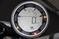 Ducati Scrambler Icon: Close-up of motorcycle instrument panel.
