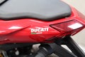 Ducati Streetfighter 848: Side view of motorcycle rear. Royalty Free Stock Photo