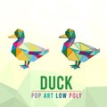 DUCK ANIMAL PET POP ART LOW POLY LINE LOGO ICON SYMBOL