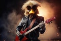 A duck as a rockstar with a guitar