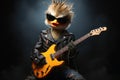 A duck as a rockstar with a guitar