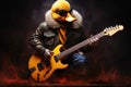 A duck as a rockstar with a guitar