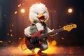 A duck as a rockstar with a guitar