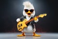 A duck as a rockstar with a guitar