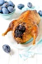 Duck baked with plums