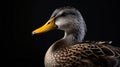 Stunning Mallard Portrait: Dark Yellow And Light Blue With Delicate Markings Royalty Free Stock Photo