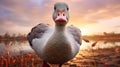Stunning Photorealistic Sunset Scene With A Goose