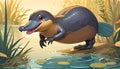 Duck-Billed duckbill Platypus semiaquatic mammal Royalty Free Stock Photo