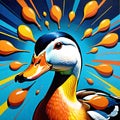 Duck bird mallard goose artist paint drop artistic design