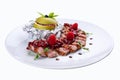 Duck breast with sauce of raspberry.
