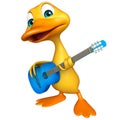 Duck cartoon character with guitar