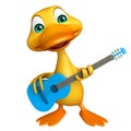 Duck cartoon character with guitar