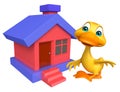 Duck cartoon character with home