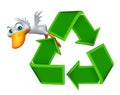 Duck cartoon character with recycle sign Royalty Free Stock Photo