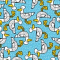 Duck cartoon pattern. Drake drawing ornament. Bird background Royalty Free Stock Photo