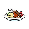 duck confit french cuisine color icon vector illustration