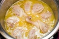 Duck confit during the preparation Royalty Free Stock Photo