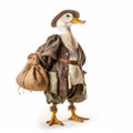 Quirky Duck In Bavarian Costume With Bag - Playful And Detailed