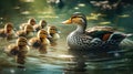 Duck with Ducklings. Mother duck with her ducklings Royalty Free Stock Photo