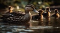 Duck with Ducklings. Mother duck with her ducklings