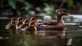 Duck with Ducklings. Mother duck with her ducklings Royalty Free Stock Photo