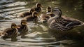 Duck with Ducklings. Mother duck with her ducklings