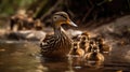 Duck with Ducklings. Mother duck with her ducklings Royalty Free Stock Photo