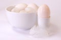 Duck Eggs, Bowl and Feathers Royalty Free Stock Photo
