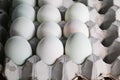 Duck eggs in paper tray In the market Royalty Free Stock Photo