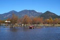 Duck Farm by Lake in Autumn